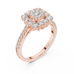 14K Solid Gold Lab Diamond Halo Ring, Rose Gold, view 2