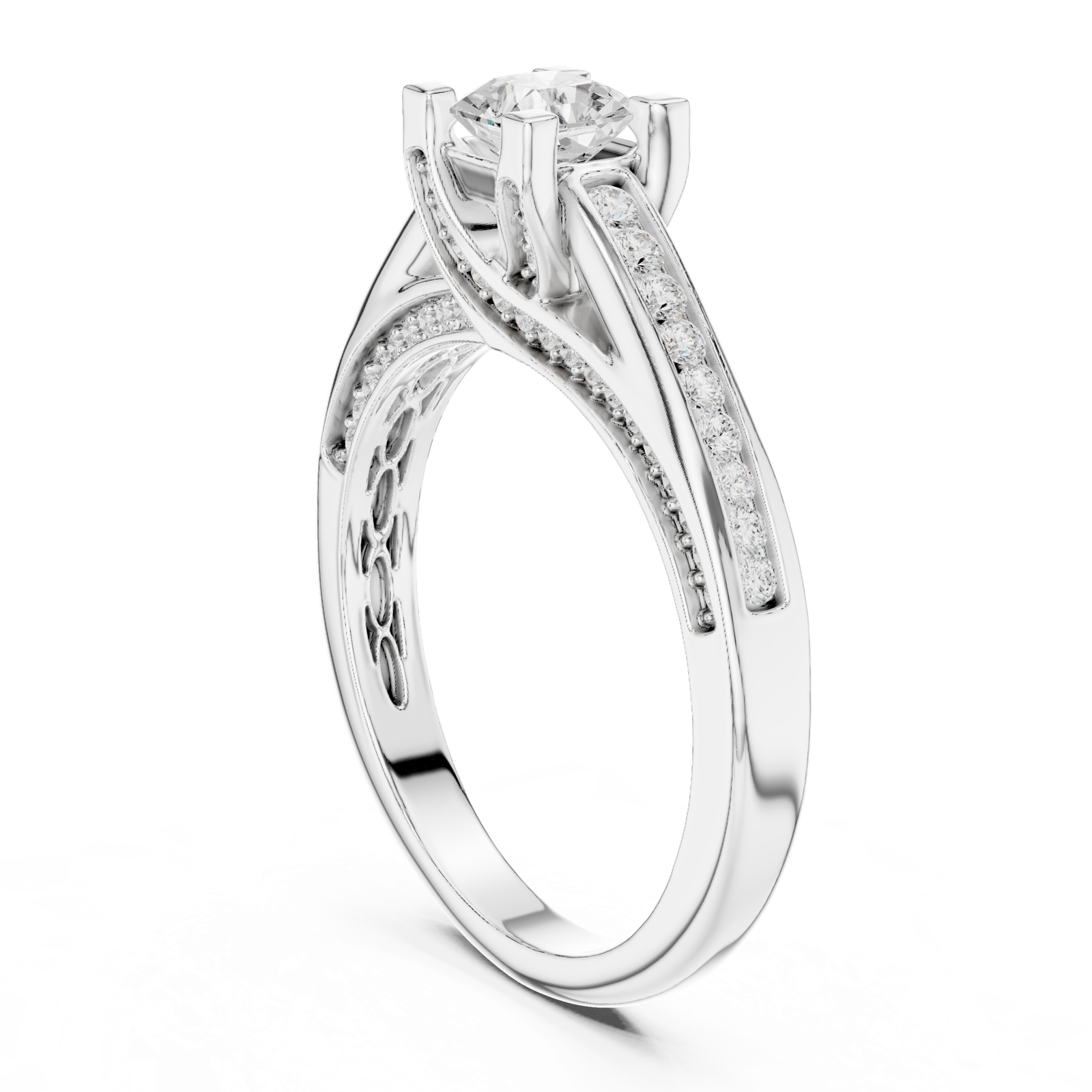 Gold Ring LR-0284, White Gold, view 1