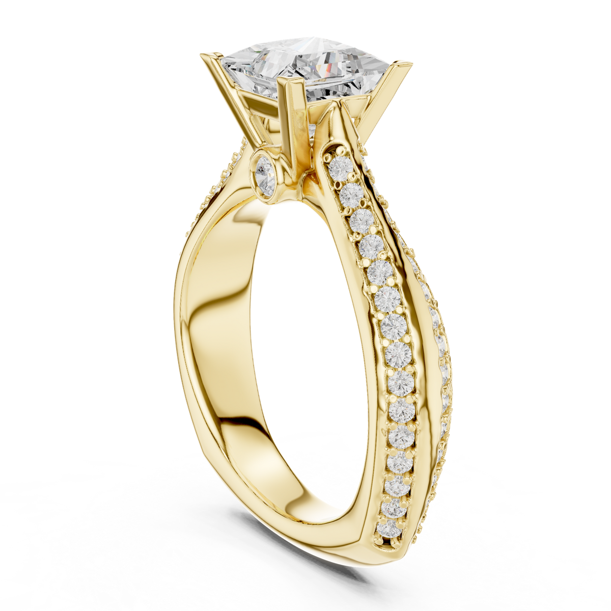 14K Solid Gold Lab Diamond Solitaire Ring, Yellow Gold, view 1