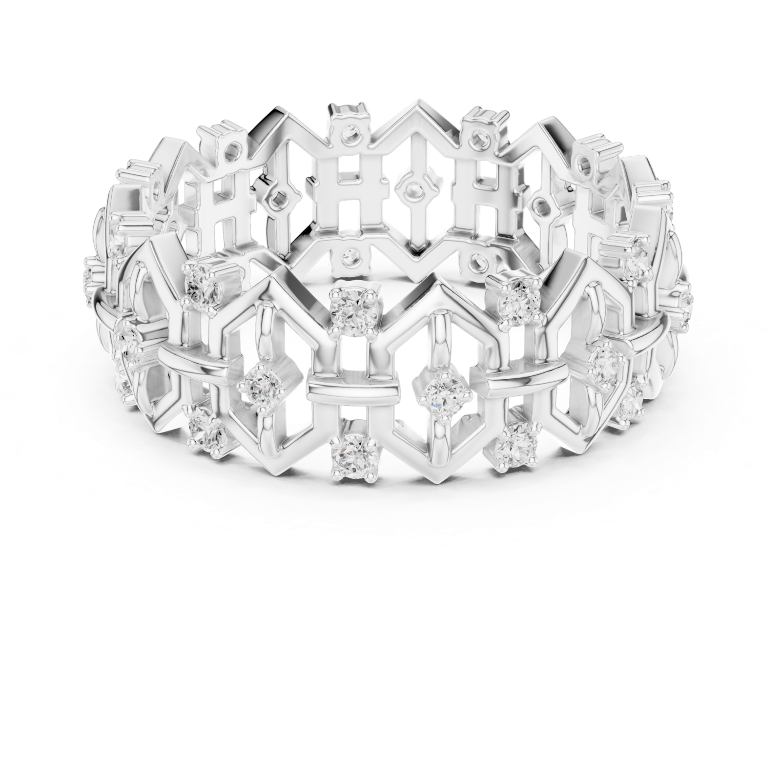 Gold Ring R29, White Gold, view 4