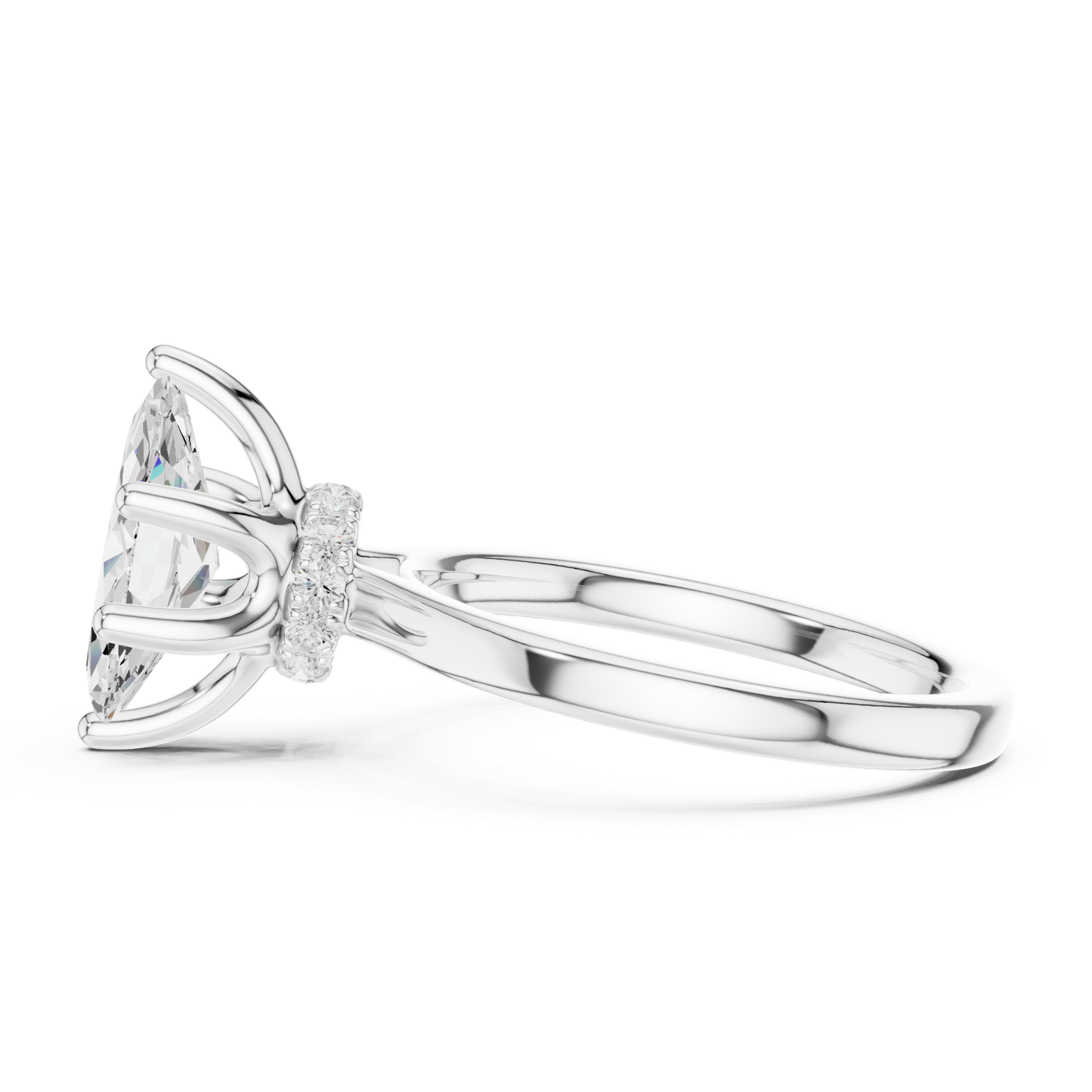 Gold Ring DDLR-176, Marquise center stone, White Gold, view 3