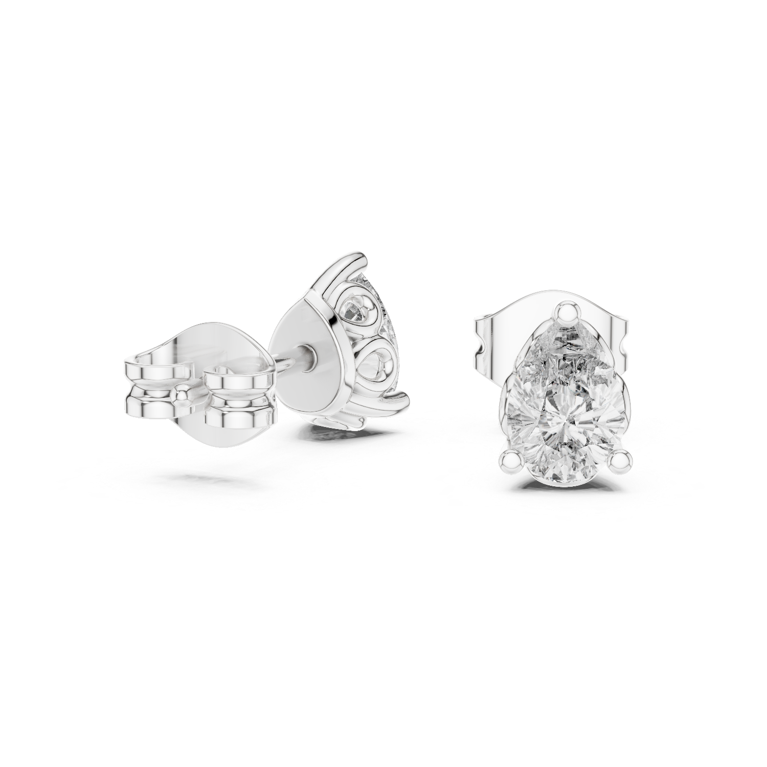 14K Solid Gold Lab Diamond Stud Earrings, White Gold, view 1