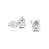 14K Solid Gold Lab Diamond Stud Earrings, White Gold, view 1