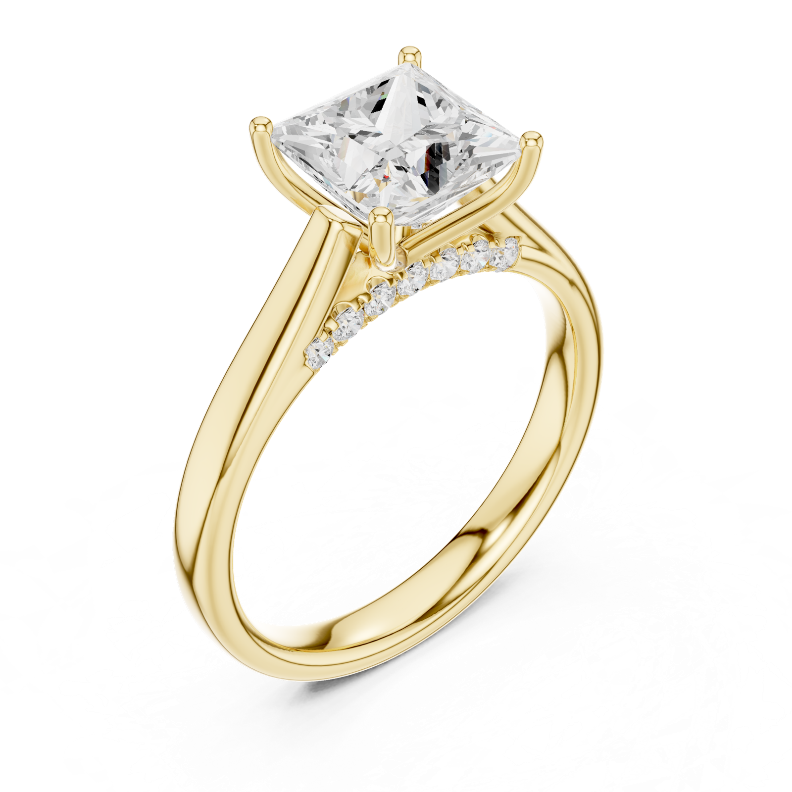Gold Jewelry L36-18, Princess center stone, Yellow Gold, view 2