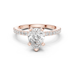Gold Ring DDLR-040, Pear center stone, Rose Gold