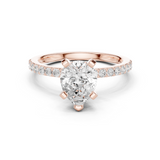 Gold Ring DDLR-040, Pear center stone, Rose Gold