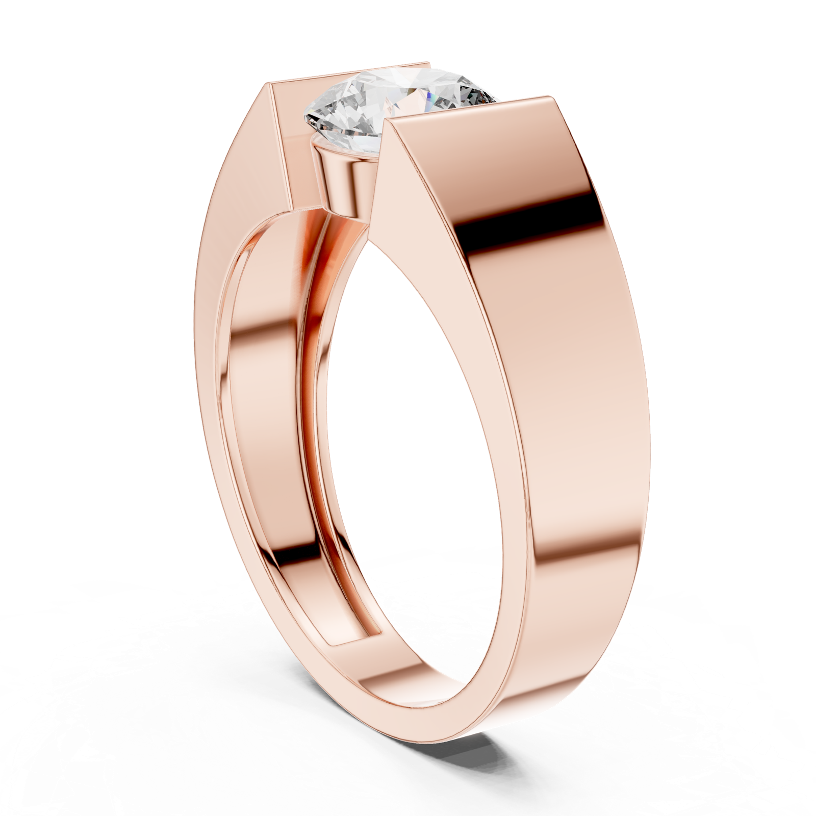 14K Solid Gold Lab Diamond Signet Ring, Rose Gold, view 1