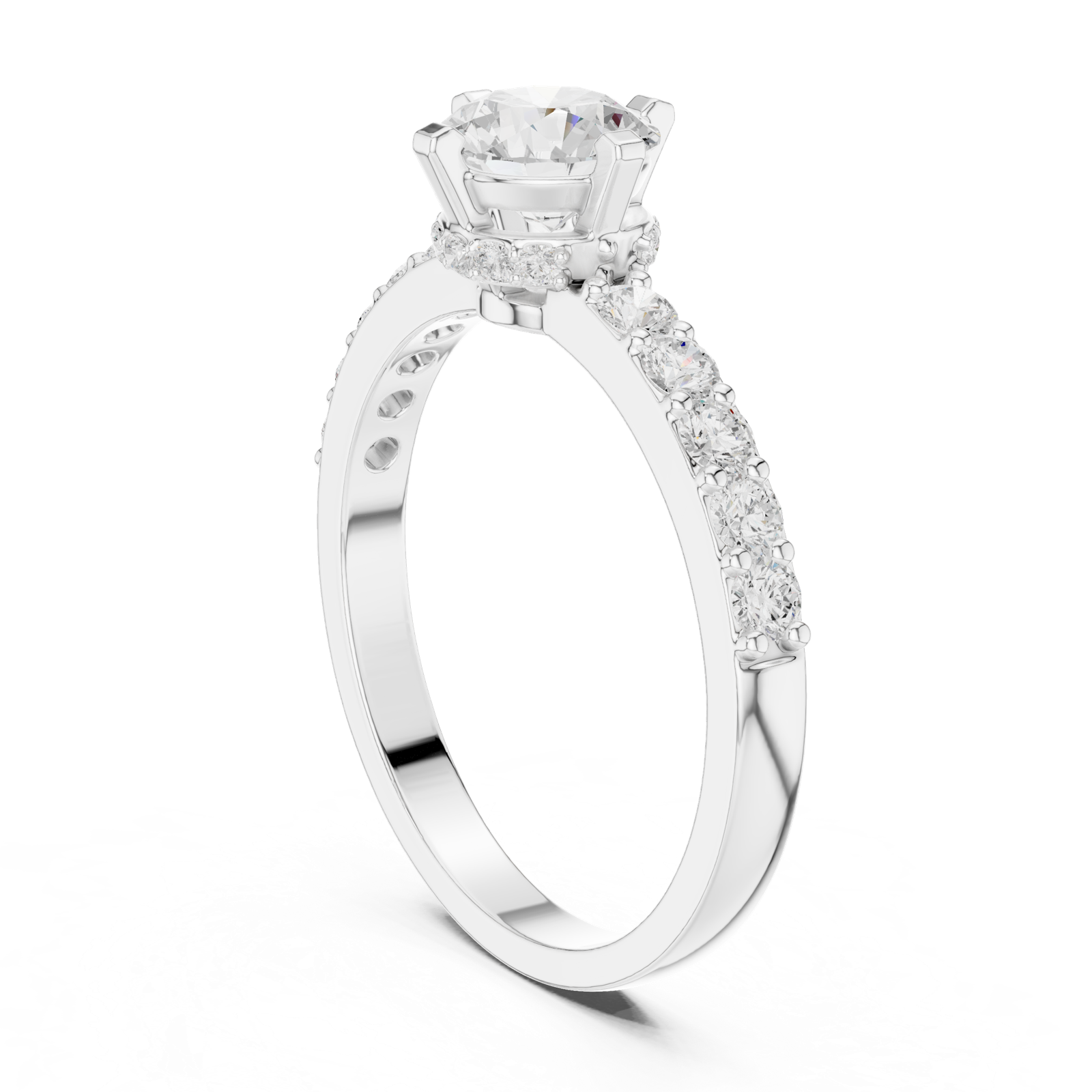 Gold Ring HLR-47, White Gold, view 1