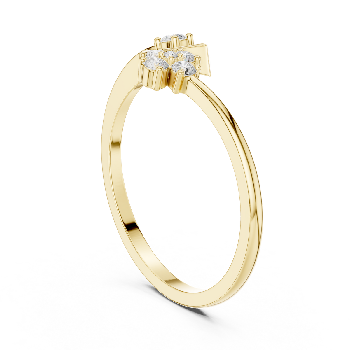 14K Solid Gold Lab Diamond Flower Twist Ring, Yellow Gold, view 1