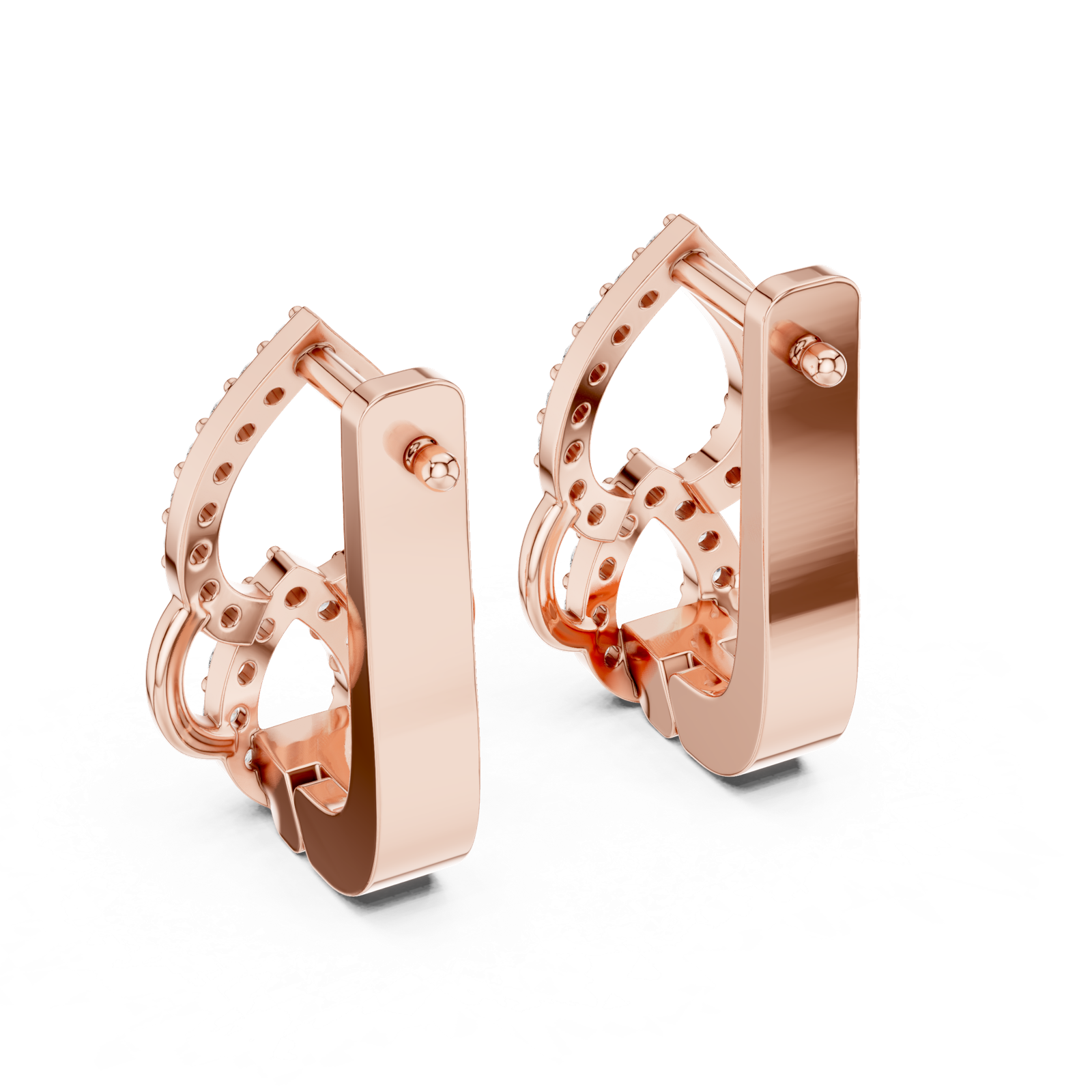 14K Solid Gold Lab Diamond Drop Earrings, Rose Gold, view 3