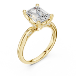 Gold Ring, Emerald center stone, Yellow Gold, view 2