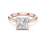 Gold Ring DDLR-163, Princess center stone, Rose Gold, view 4