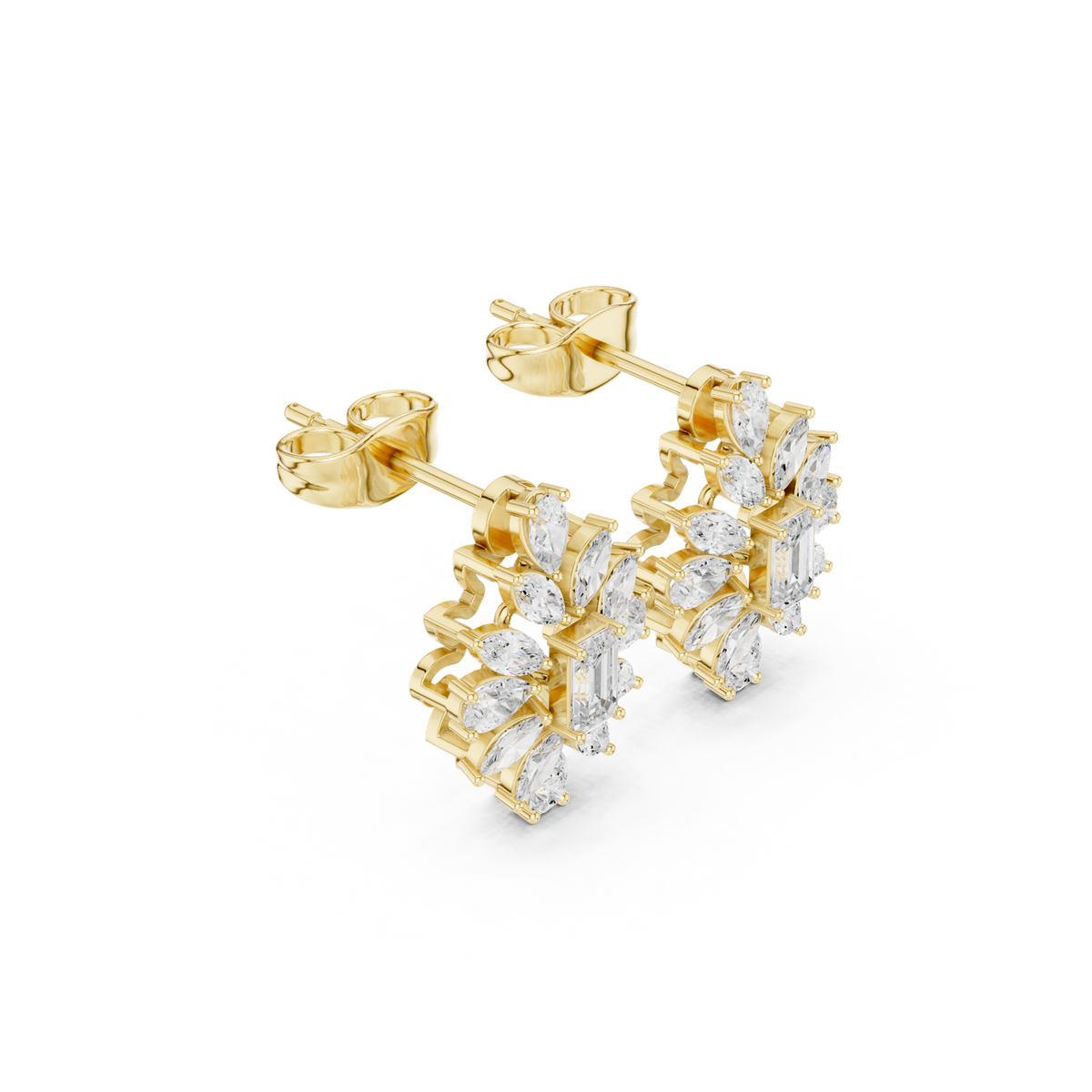 Gold Earrings ALJPD-487E, Yellow Gold, view 1