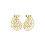 14K Solid Gold Lab Diamond Leaf Cluster Earrings, Yellow Gold