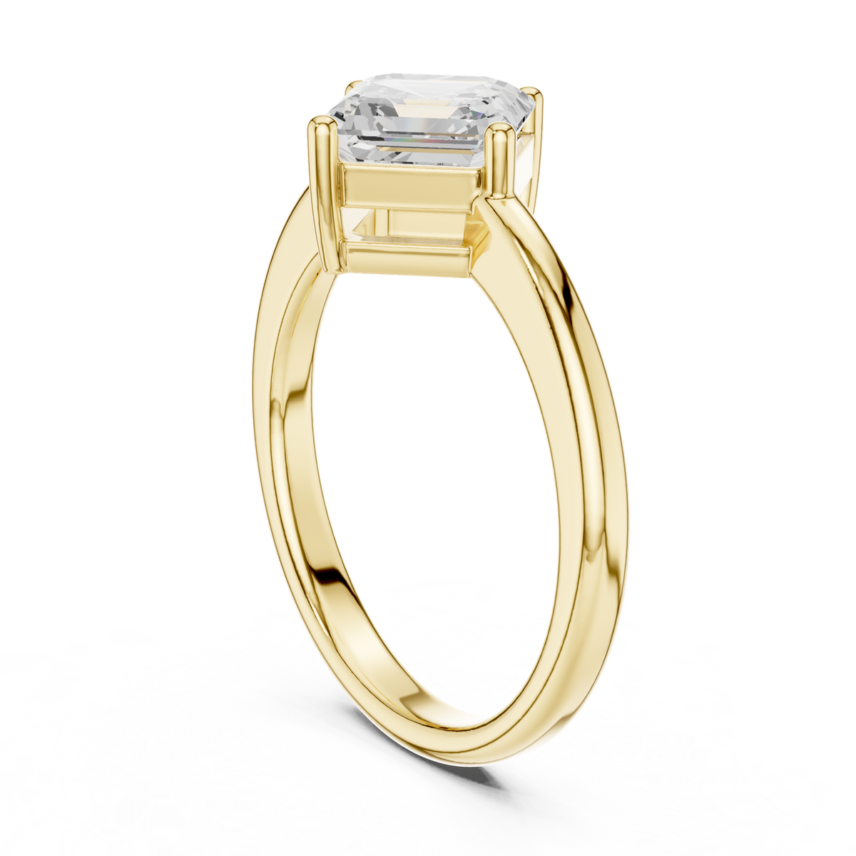 14K Solid Gold Lab Diamond Three-Stone Ring, Yellow Gold, view 1