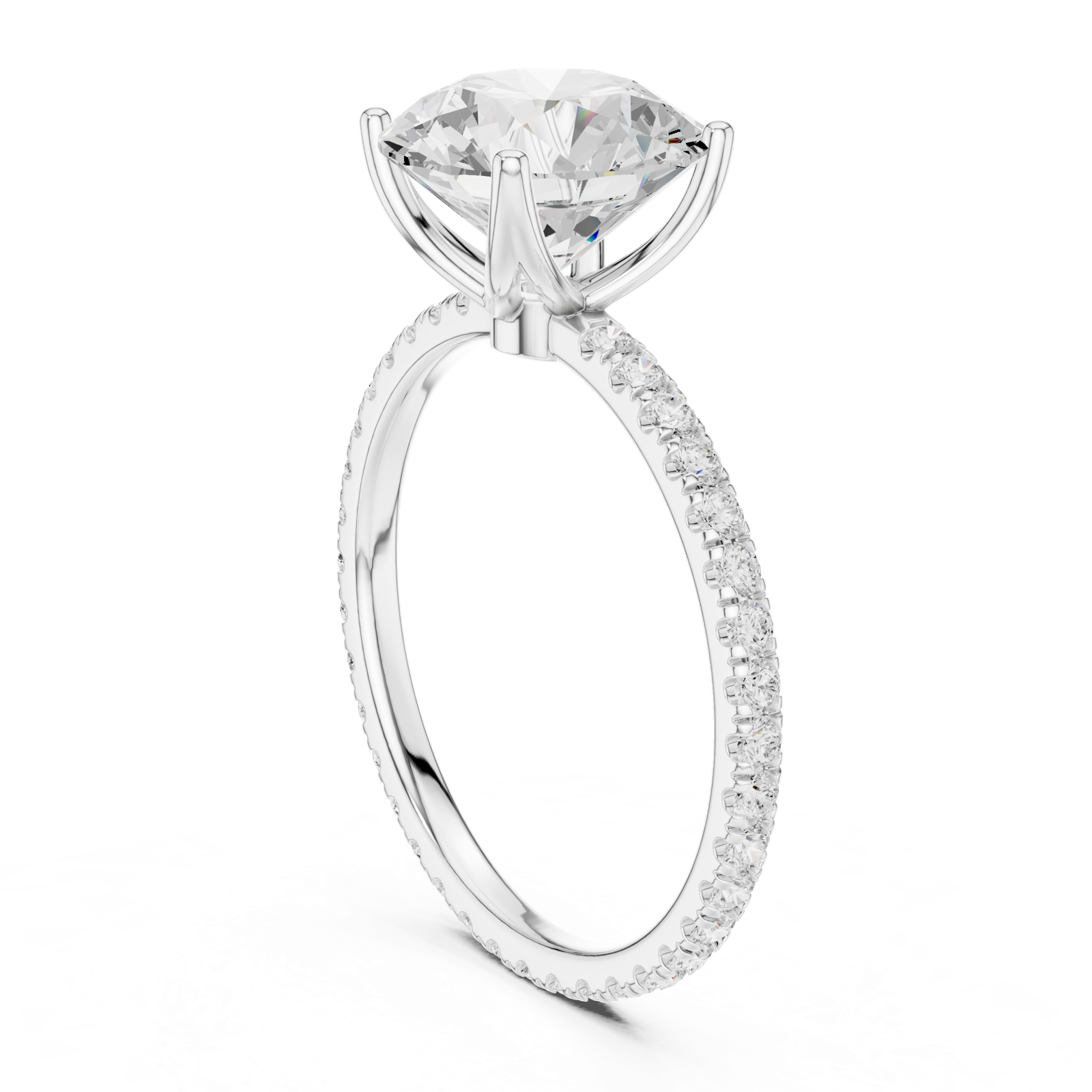 Gold Jewelry L36-16, Round center stone, White Gold, view 1