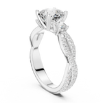 Gold Ring, Cushion center stone, White Gold, view 1