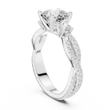 Gold Ring, Cushion center stone, White Gold, view 1