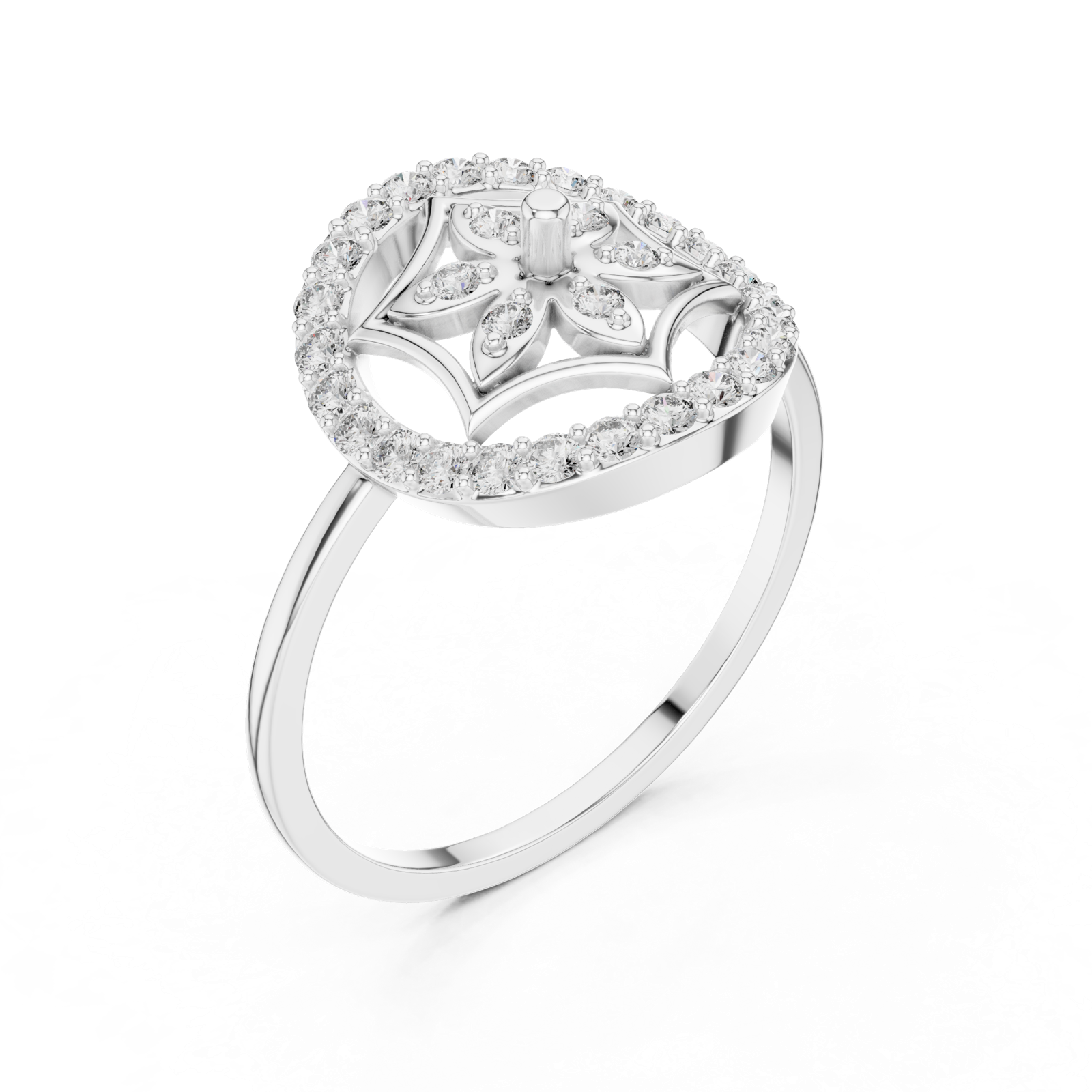 Gold Ring DR-6155, White Gold, view 2