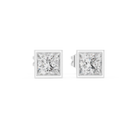 14K Solid Gold Lab Diamond Stud Earrings, White Gold
