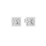 14K Solid Gold Lab Diamond Stud Earrings, White Gold