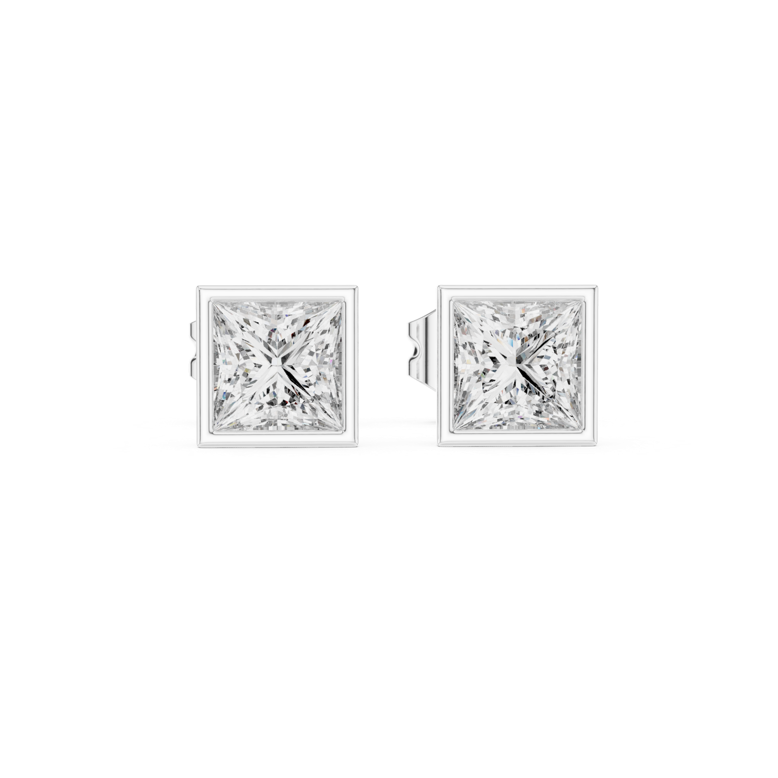 14K Solid Gold Lab Diamond Stud Earrings, White Gold