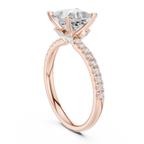 Gold Ring DDLR-256, Princess center stone, Rose Gold, view 1