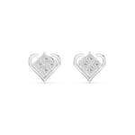14K Solid Gold Lab Diamond Heart Stud Earrings, White Gold