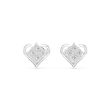 14K Solid Gold Lab Diamond Heart Stud Earrings, White Gold