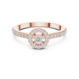 14K Solid Gold Lab Diamond Halo Ring, Rose Gold