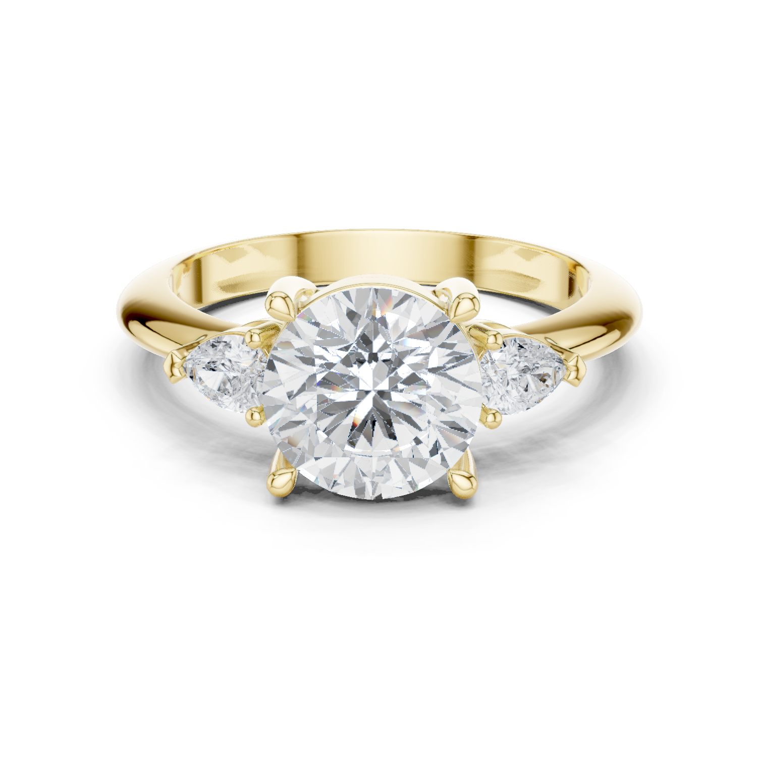 Gold Jewelry L35-66, Round center stone, Yellow Gold