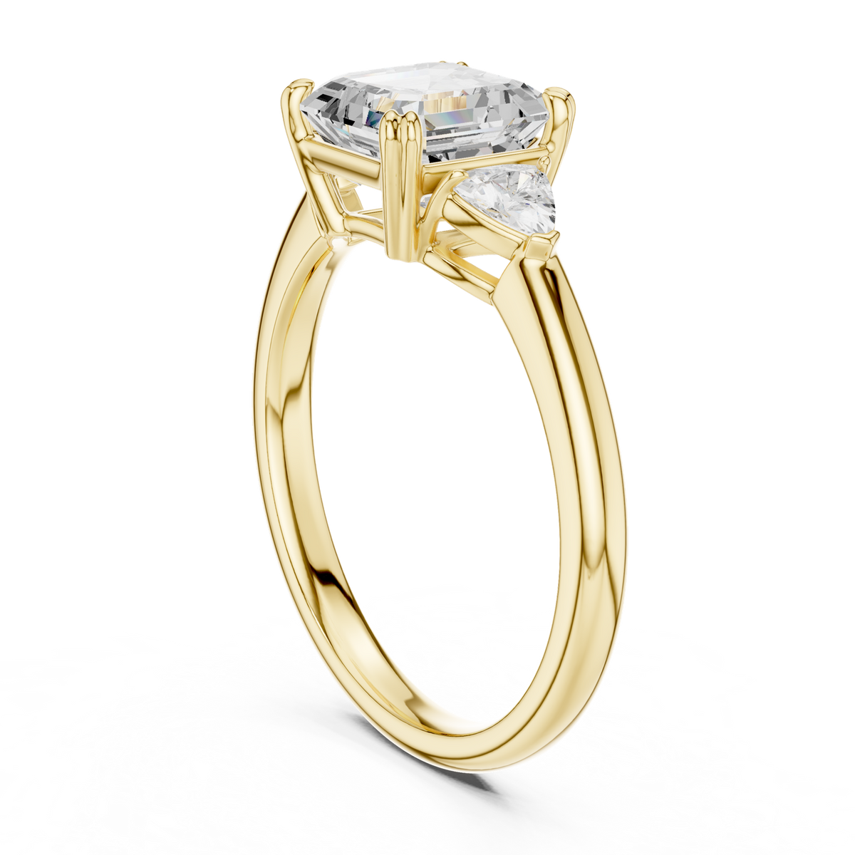 Gold Ring, Asscher center stone, Yellow Gold, view 1