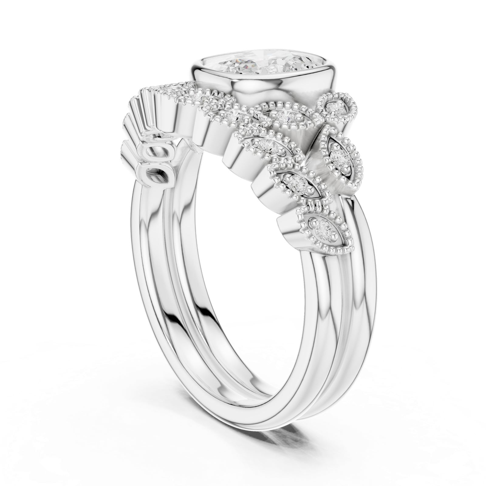 Gold Ring DDLR-290, White Gold, view 1