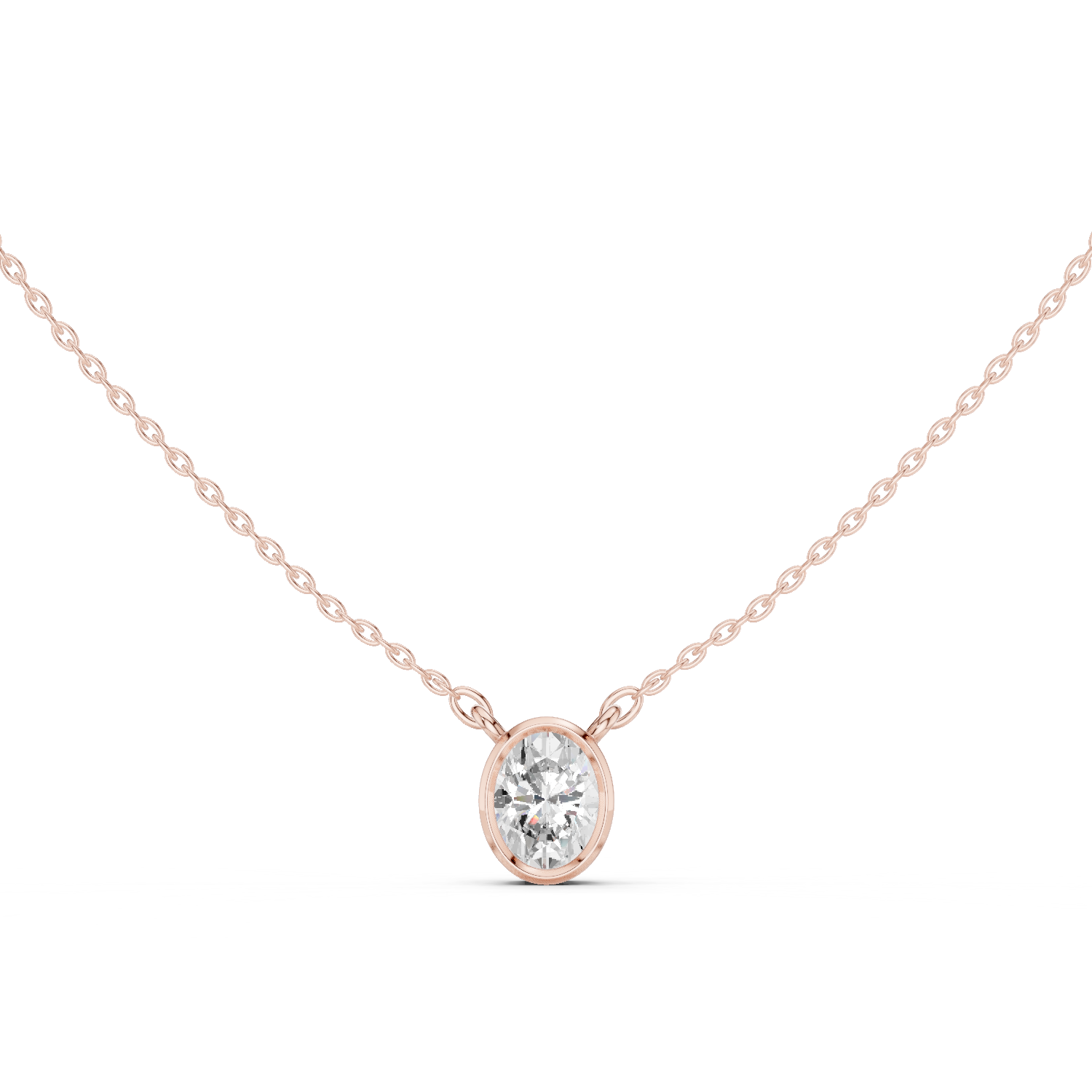 Gold Jewelry DDPS-001, Oval center stone, Rose Gold