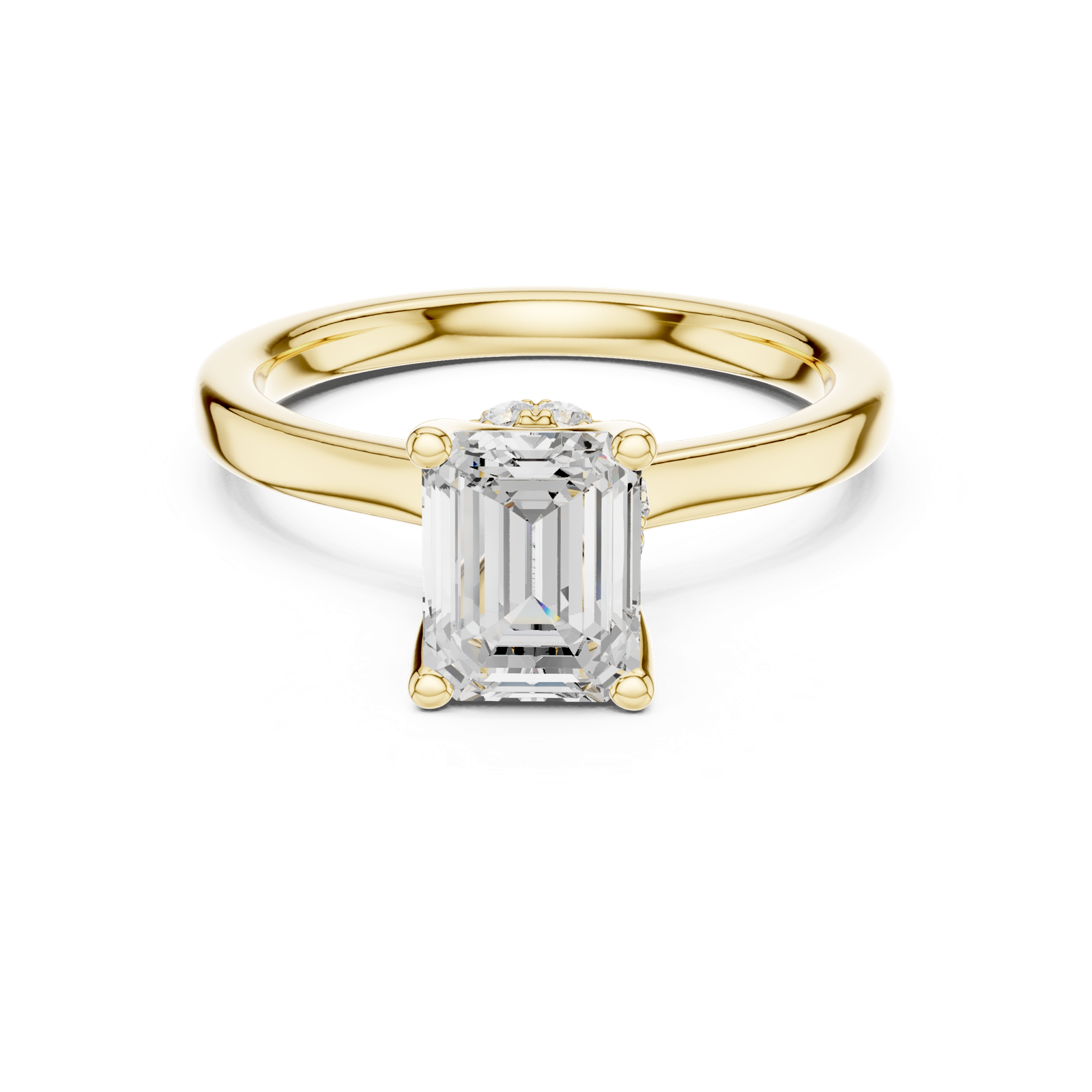 Gold Ring DDLR-176, Emerald center stone, Yellow Gold, view 4