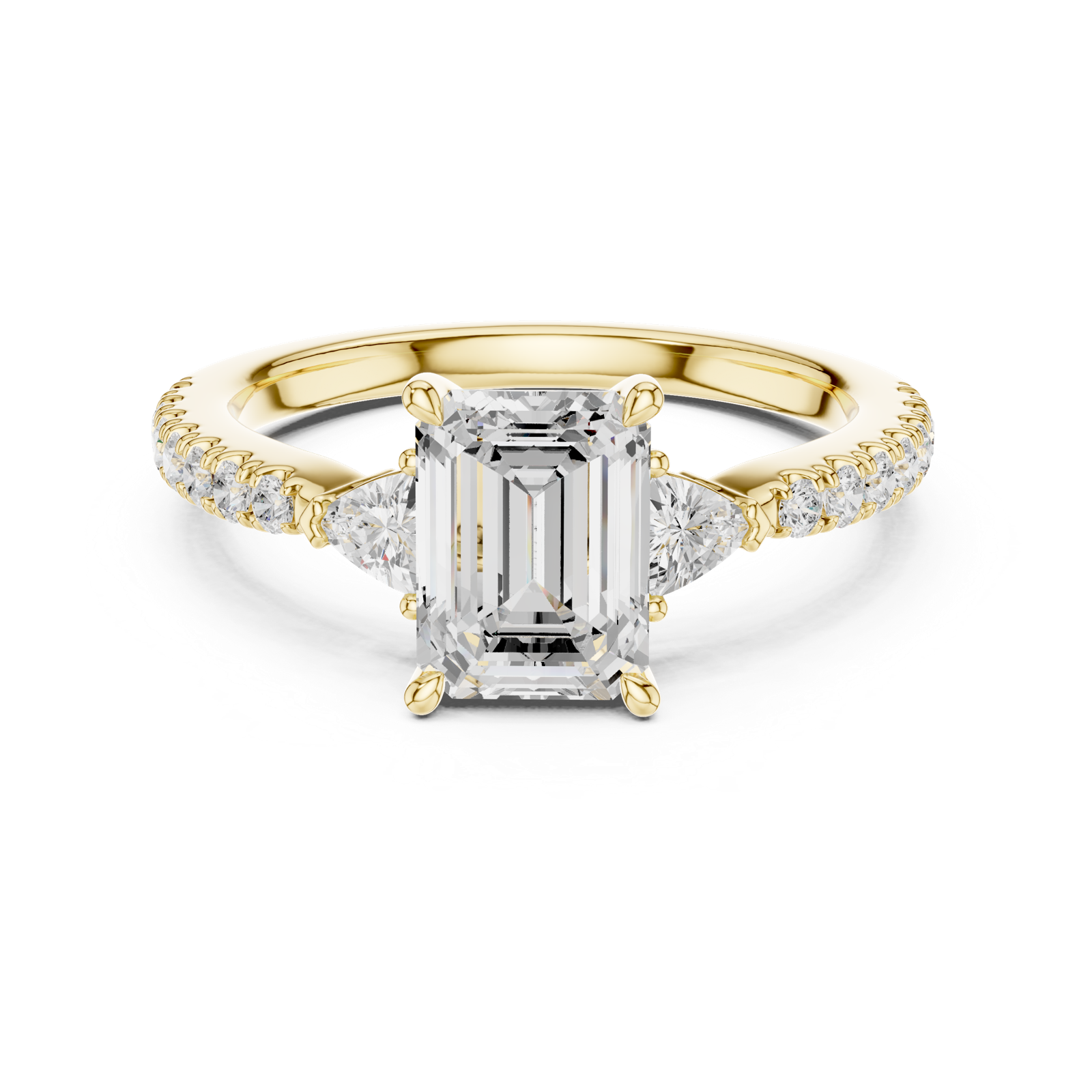 Gold Ring, Emerald center stone, Yellow Gold, view 4