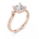 Gold Ring DDLR-164, Cushion center stone, Rose Gold, view 2