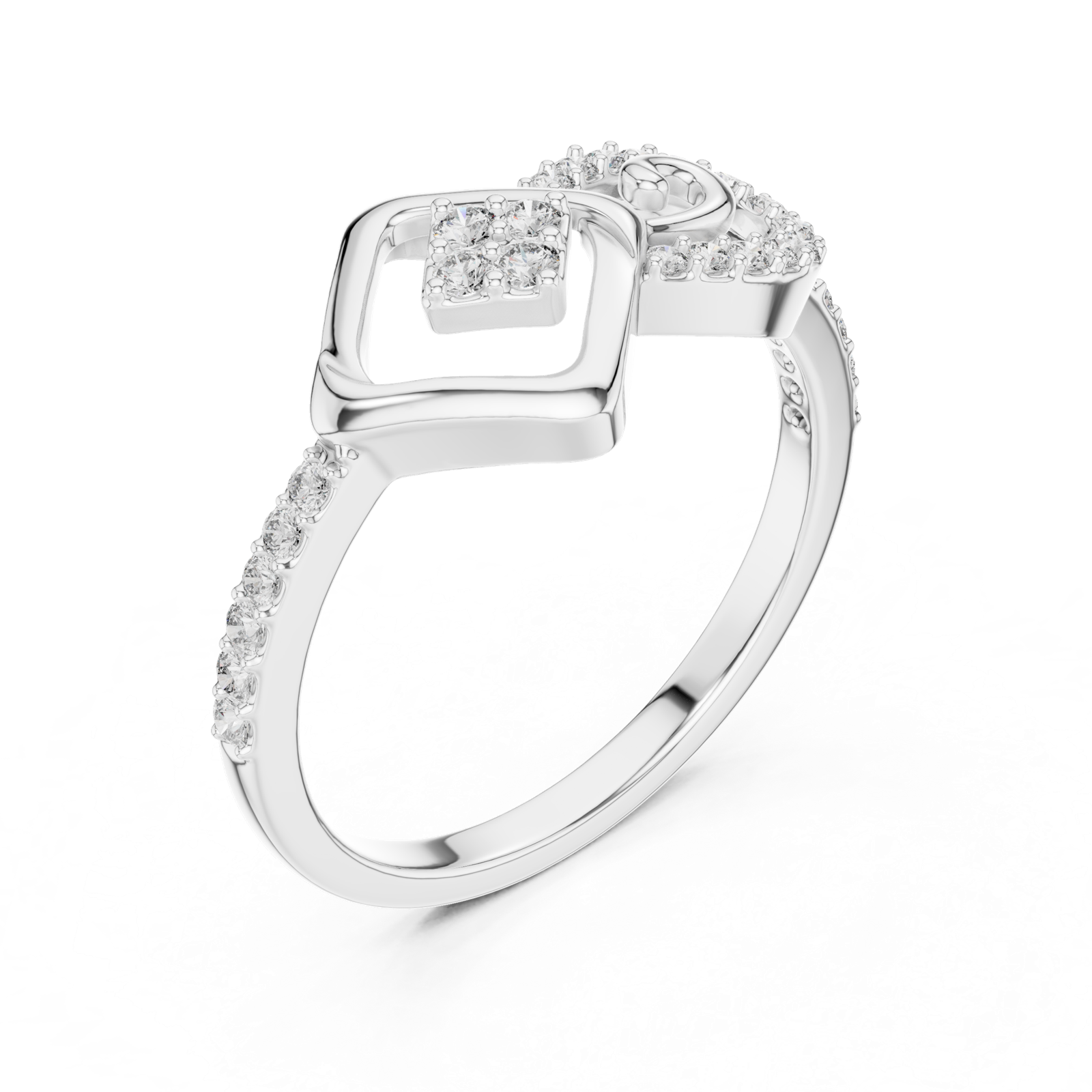Gold Ring LR-01 (61), White Gold, view 2