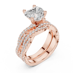 Gold Ring DDLR-300, Heart center stone, Rose Gold, view 2