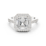 Gold Ring, Asscher center stone, White Gold