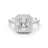 Gold Ring, Asscher center stone, White Gold
