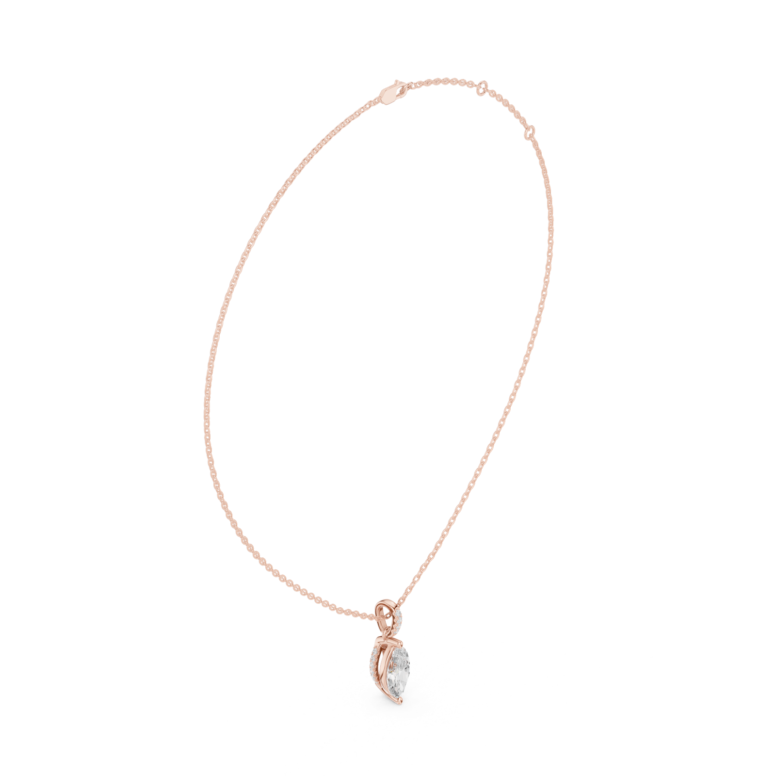 Gold Jewelry DDPO-009, Marquise center stone, Rose Gold, view 1