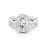 Gold Ring DDLR-350, Oval center stone, White Gold