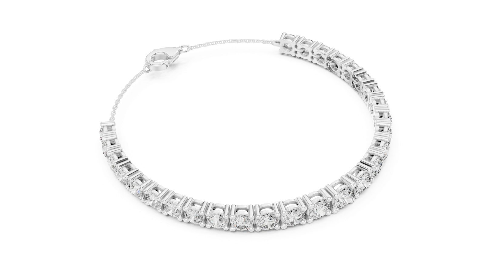 14K Solid Gold Lab Diamond Bracelet, White Gold, view 2