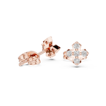 14K Solid Gold Lab Diamond Clover Cluster Earrings, Rose Gold, view 1