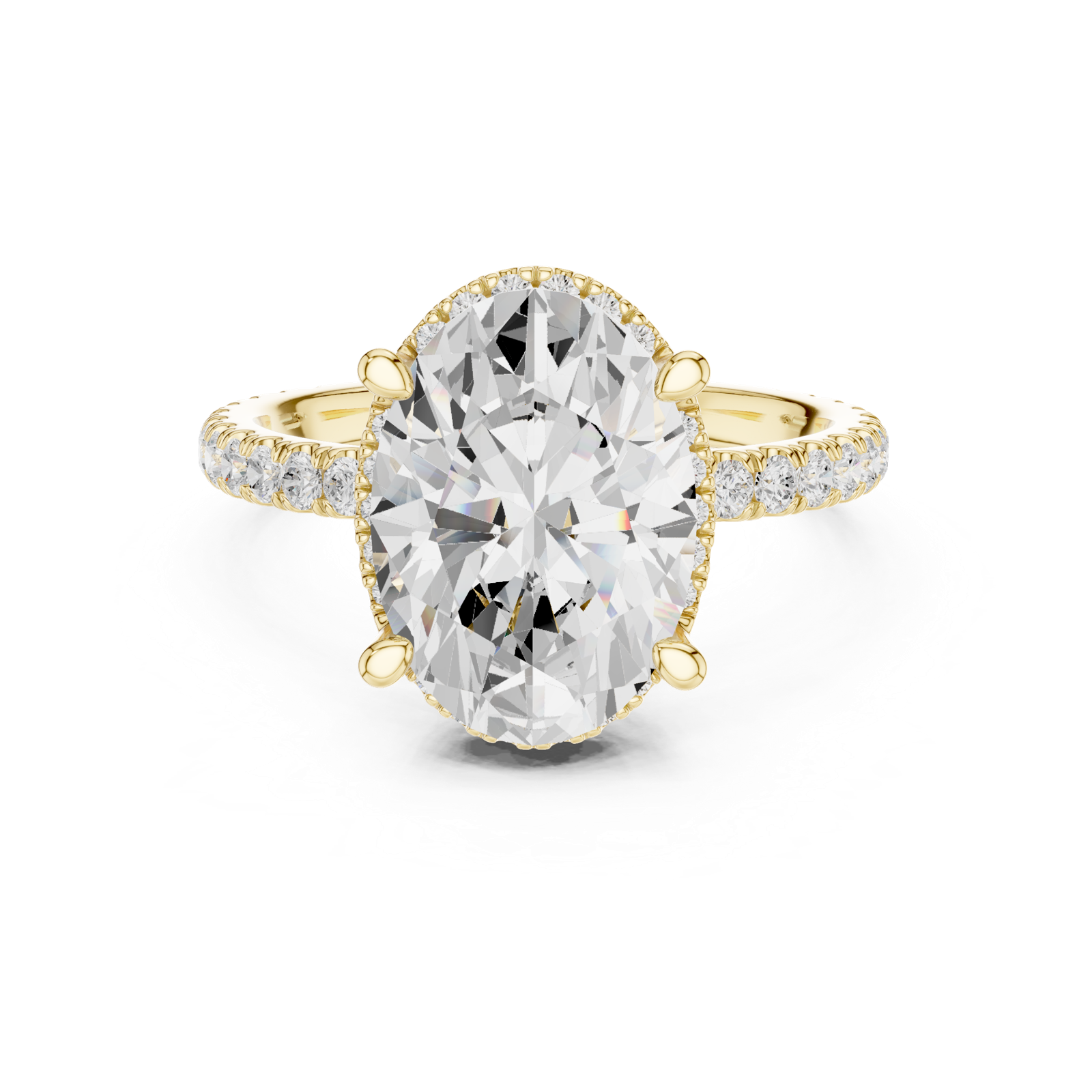 Gold Ring DDLR-172, Oval center stone, Yellow Gold, view 4