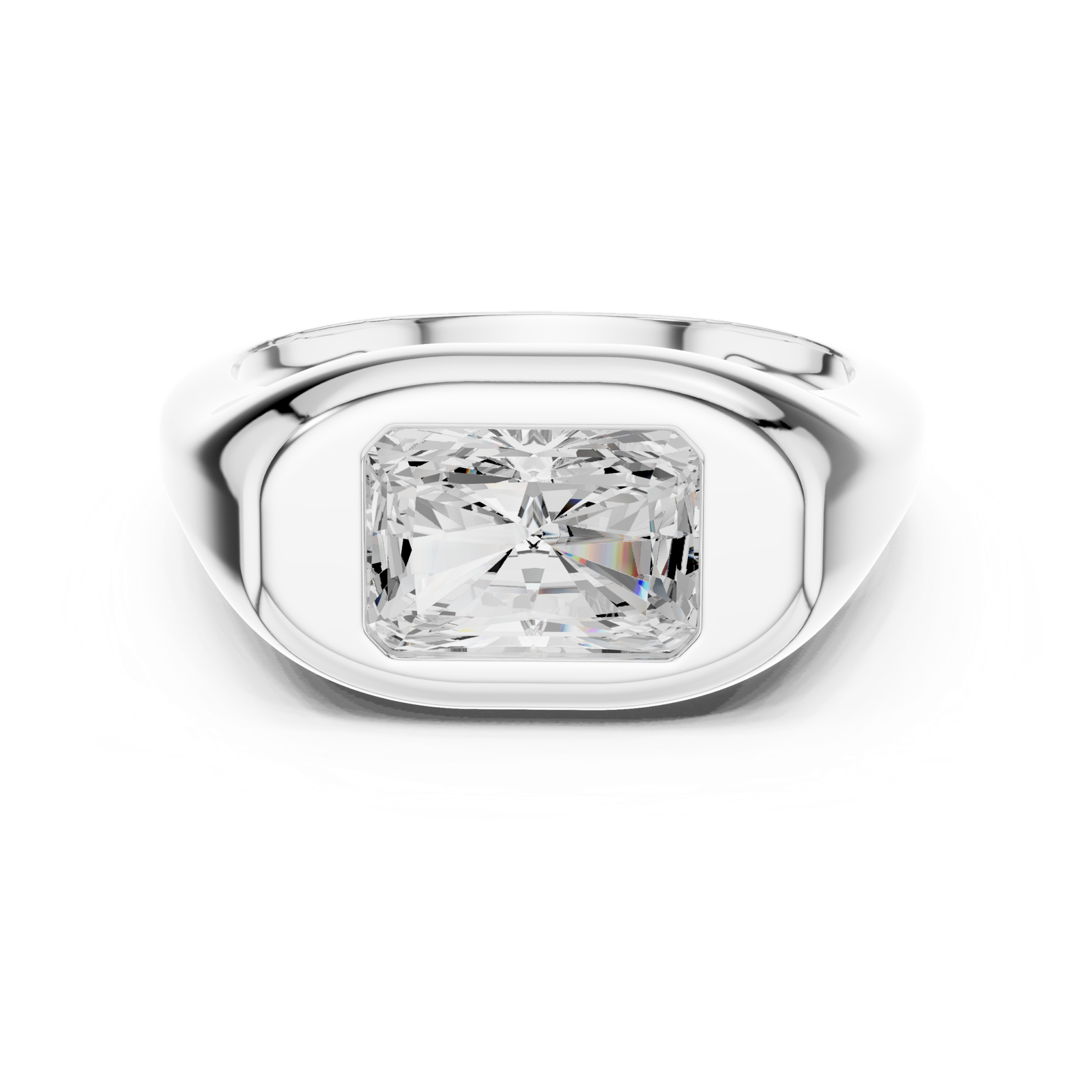 Gold Jewelry L36-4, Radiant center stone, White Gold, view 4