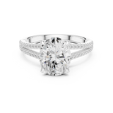 Gold Ring DDLR-252, Oval center stone, White Gold, view 4