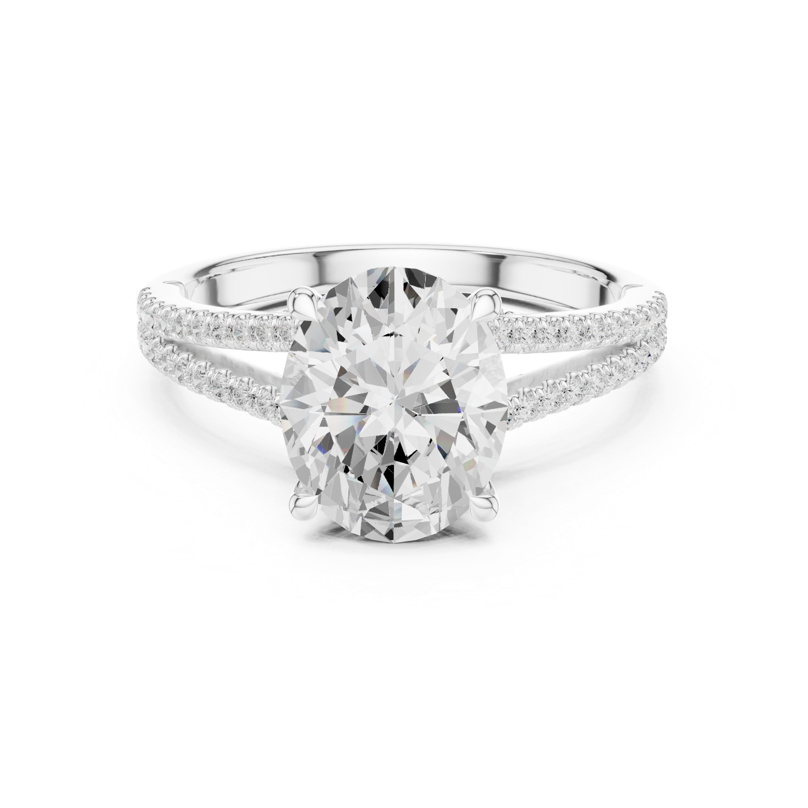 Gold Ring DDLR-252, Oval center stone, White Gold, view 4