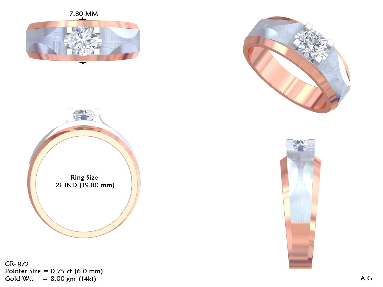 14K Solid Gold Lab Diamond Solitaire Ring, Yellow Gold, view 50